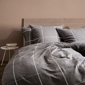 Flanell Bettwäsche Fleuresse Flanell Bettwäsche Fleuresse Dunkelgrau-01 mit Karos und feinen Streifen mit Karos und feinen Streifen