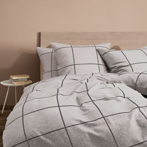 Flanell Bettwäsche Fleuresse Steingrau-11 mit Karos und feinen Streifen mit Karos und feinen Streifen