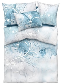 Feinsatin Bettwäsche Tamara-R Selection Lavinia blau mit zartem Farbverlauf und feinen Ornamenten