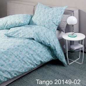 Soft-Seersucker Bettwäsche Garnitur Janine tango mit sterlingblauen und türkisfarbenen Streifen