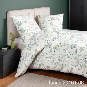 Soft-Seersucker Bettwäsche Garnitur Janine tango mit Blumendessin auf naturfarbenem Basisfarbton