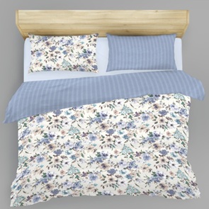 Satin Wendebettwäsche LaBelle Aqua Flora mit Blumendessin