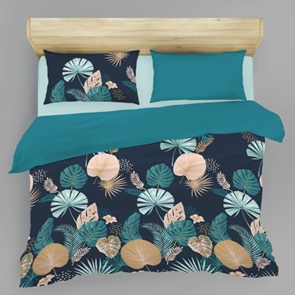 Satin Bettwäsche Erebus Wende türkis und braun