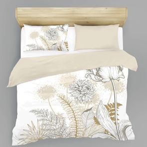 Satin Bettwäsche LaBelle Moca Wende mit Blumendessin