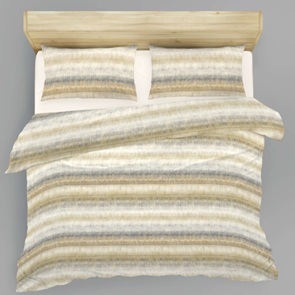 Satin Bettwäsche Noisette Allover mit Streifendessin in Beigetönen