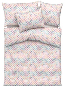 Satin Bettwäsche Tamara-R Selection Bice mit modernem Dessin voller Quadrate in zarten Farben