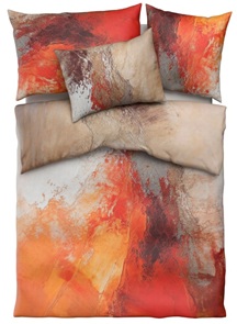Feinsatin Bettwäsche Tamara-R Selection Lavea orange mit Marmor-Dessin in kräftigen Farben