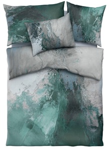 Feinsatin Bettwäsche Tamara-R Selection Lavea petrol mit Marmor-Dessin in kräftigen Farben