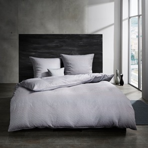 Mako-Brokat-Damast Bettwäsche Fleuresse Black-Premium in der Farbe Grau 01 mit diagonalem Karodessin