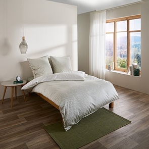 Satin Bettwäsche Fleuresse Black-Premium in der Farbe Grau-Grün-07 mit feinem geometrischem Dessin