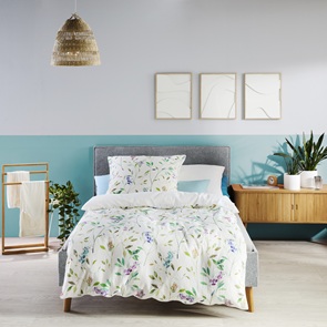 Halbleinen Bettwäsche Fleuresse Provence-Cassis Farbe Multicolor-9 mit lila und violetten Lupinenblüten