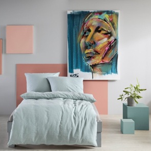 Halbleinen Bettwäsche Fleuresse Provence-Uni Farbe Mint-6070