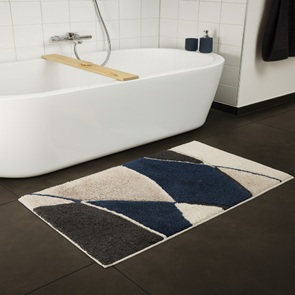 Badematte Bow getuftet in den Farben marine und grün Grösse 60x90cm