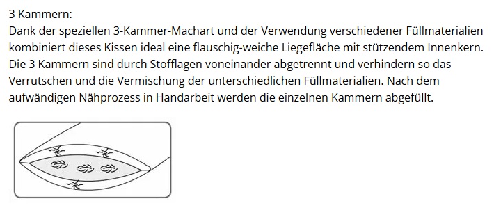 Daunen 3-Kammer-Kissen DOR PERFETTO "medium" – Bild 4