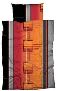 Satin-Bettwäsche Nobilium Peseta orange mit grauen Streifen