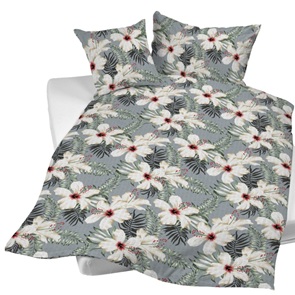 Night-Fashion Seersucker Bettwäsche Noelia mit cremefarbenen Lilienblüten