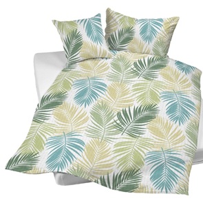 Night-Fashion Seersucker Bettwäsche Palmblatt mit floralem Palmblätterdessin