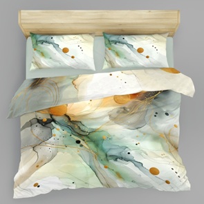 Satin Marken-Bettwäsche Anthius mit fliessendem Marmor-Muster in beige, petrol und orange