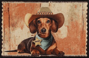 Türvorleger Salonlöwe Deputy mit Dackel im Cowboy-Look