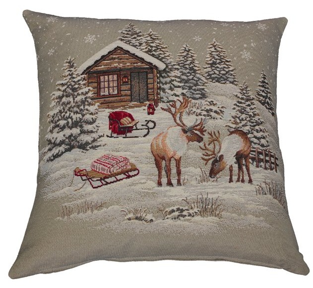 Dekokissen Alpenchic "Winter" mit Rentier – Bild 3