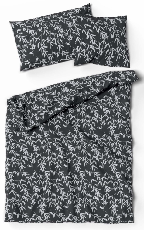 Satin-Bettwäsche Lotus Bamboo schwarz – Bild 3