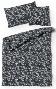 Satin Bettwäsche Lotus Bamboo schwarz aus 100% Baumwolle
