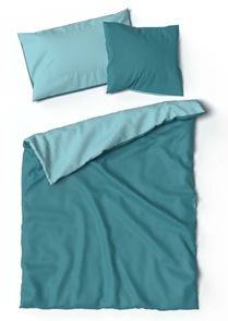 Doubleface-Bettwäsche Lotus Bambus Unifarbe aqua