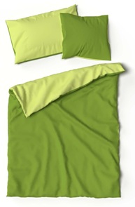 Doubleface-Bettwäsche Lotus Bambus Unifarbe kiwi