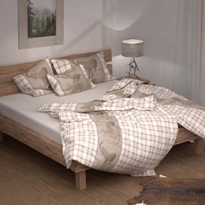 Flanell Bettwäsche Lotus Gian aus 100% feinster Baumwolle mit Steinböcken und Edelweissblumen