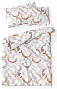 Lotus Bettwäsche aus 30% Leinen und 70% Baumwolle in der Farbe grau, beige und terracotta