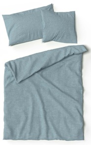 Lotus Uni-Bettwäsche aus 30% Leinen und 70% Baumwolle in der Farbe azul