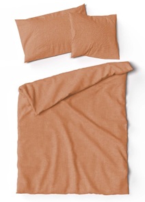 Lotus Uni-Bettwäsche aus 30% Leinen und 70% Baumwolle in der Farbe terracotta