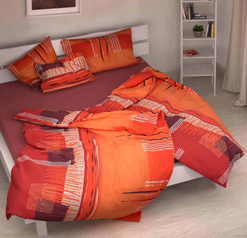 Seersucker-Bettwäsche Lotus Fionen orange – Bild 2