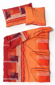 Lotus Fionen Seersucker Bettwäsche mit geometrischem Muster in orange